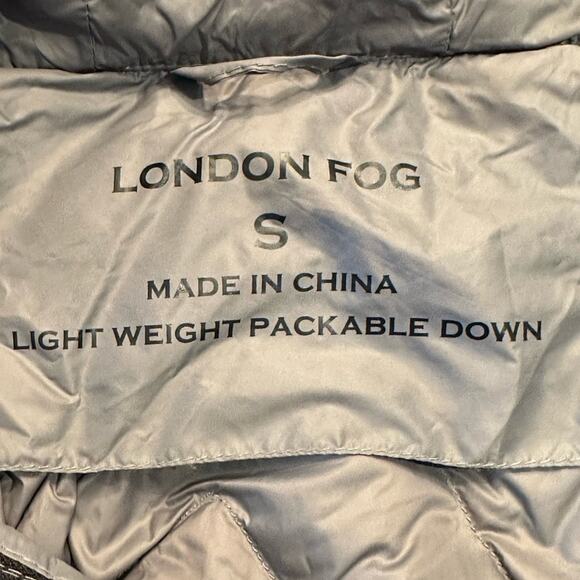 London Fog Lightweight Packable Gray Down Filled Hooded Full Zip Jacket Small - Picture 3 of 10